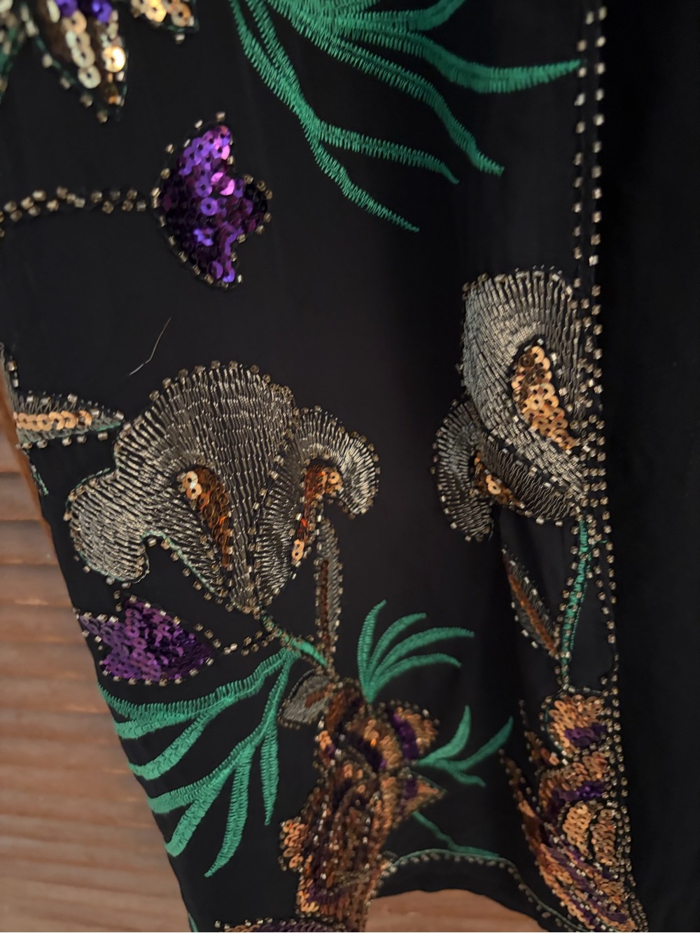 Nasty Gal Black sequined long sweater duster maximalist size medium floral - Picture 5 of 10